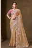 Luxurious Gold Pure Tissue Georgette Saree Embroidery Work Ready Made Blouse for Women