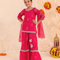 Bright Pink Embroidered Girls Salwar Suit with Dupatta