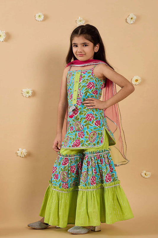 Cute Multicolor Embroidered Girls Salwar Suit with Dupatta
