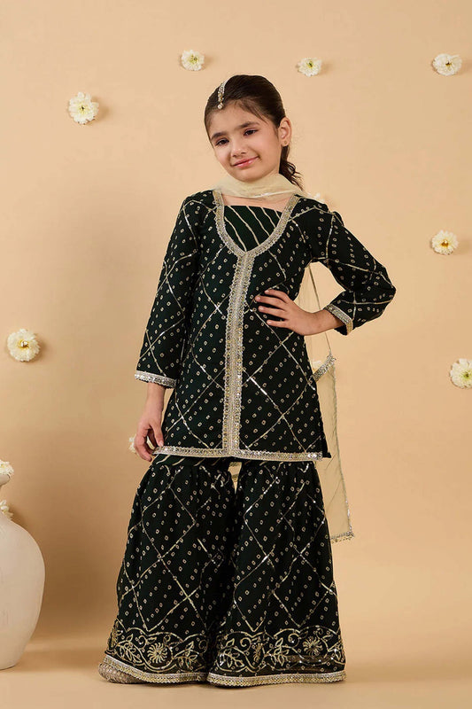 Elegant Black Embroidered Girls Salwar Suit with Dupatta