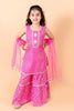 Vibrant Pink Bandhani Print Girls Sharara Set with Dupatta