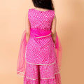 Vibrant Pink Bandhani Print Girls Sharara Set with Dupatta