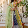 Premium Multicolor Faux Georgette Lehenga Choli with Embroidered Net Dupatta