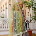 Premium Multicolor Faux Georgette Lehenga Choli with Embroidered Net Dupatta