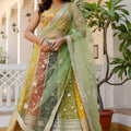 Premium Multicolor Faux Georgette Lehenga Choli with Embroidered Net Dupatta