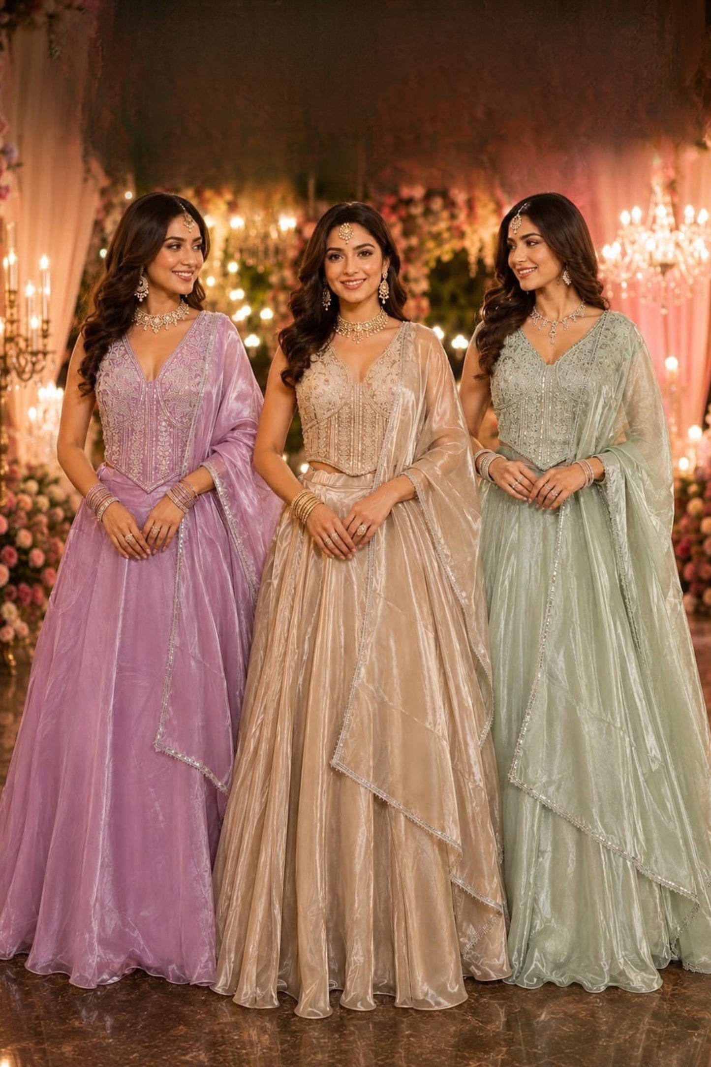 Awesome Beige Fandy Silk Designer Lehenga Choli with Beads Work and Matching Dupatta