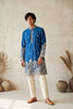 Stunning Royal Blue Silk Embroidered Kurta Pyjama Set for Men with Heavy Floral Border Work