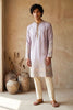 Beautiful Lavender Silk Embroidered Kurta Pyjama Set for Men with Heavy Floral Border Work
