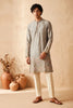 Superb Pista Green Silk Embroidered Kurta Pyjama Set for Men with Heavy Floral Border Work