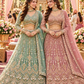 Captivating Dusty Pink Fancy Fabric Heavy Embroidered Designer Lehenga Choli with Dupatta for Women