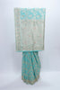 Aqua Blue Embroidered Net Saree with Sequin, Mirror, and Zari Work and Heavy Pallu - Mangaldeep NX