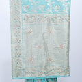 Aqua Blue Embroidered Net Saree with Sequin, Mirror, and Zari Work and Heavy Pallu - Mangaldeep NX