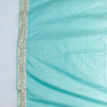 Aqua Blue Embroidered Net Saree with Sequin, Mirror, and Zari Work and Heavy Pallu - Mangaldeep NX