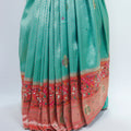 Aqua Green and Peach Banarasi Silk Saree Traditional Saree for Wedding Festive Wear - Mangaldeep NX