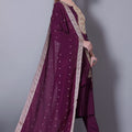 Astonishing Wine Embroidered Pant Style Salwar Suit - Mangaldeep NX