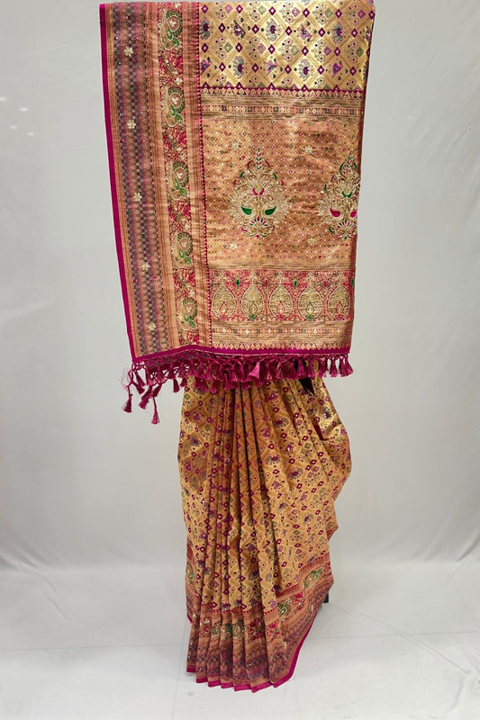 Awesome Golden Kanjivaram Saree For Wedding - Mangaldeep NX