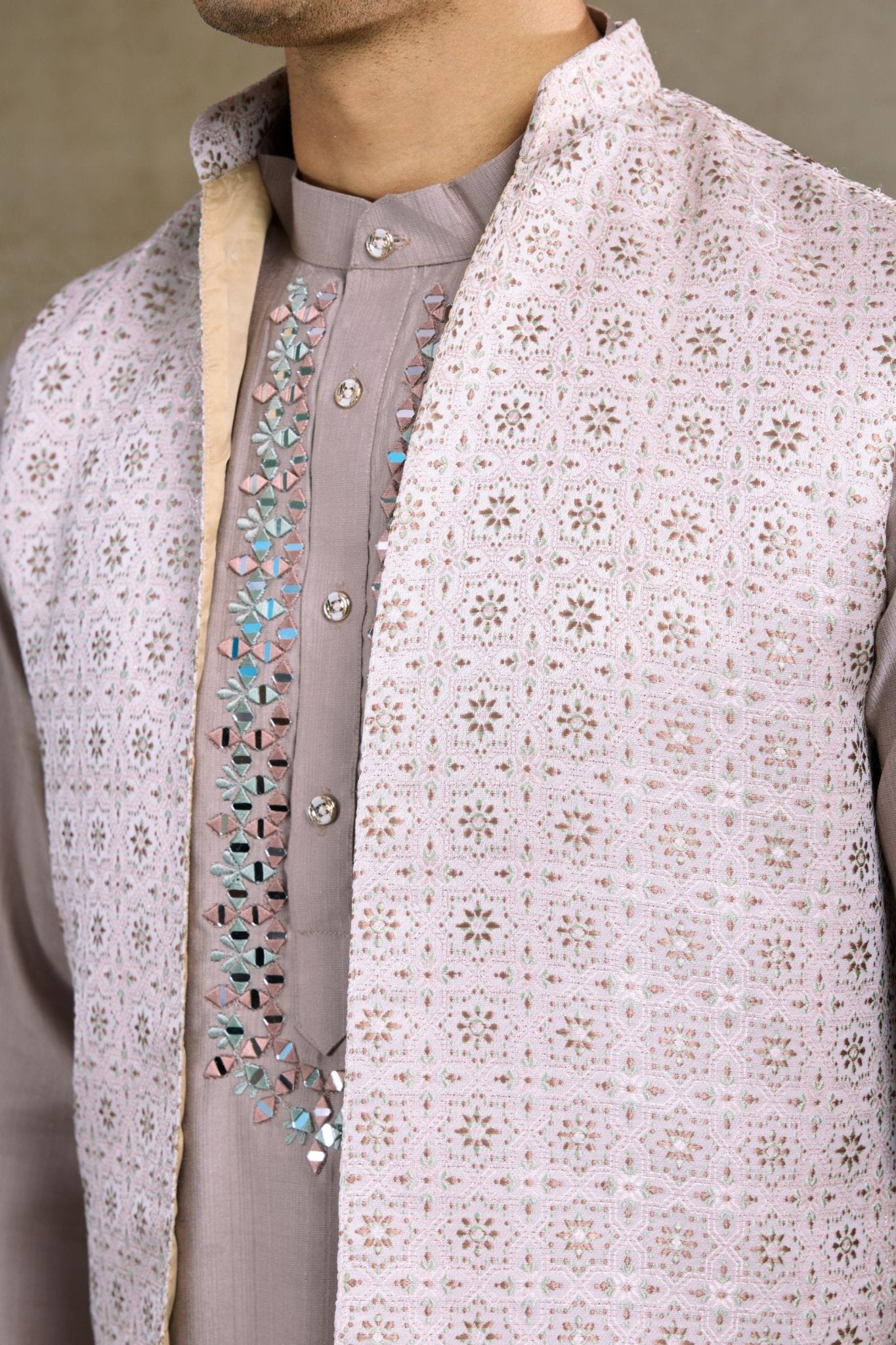 Awesome Lavender Kurta & Koti for Men - Mangaldeep NX