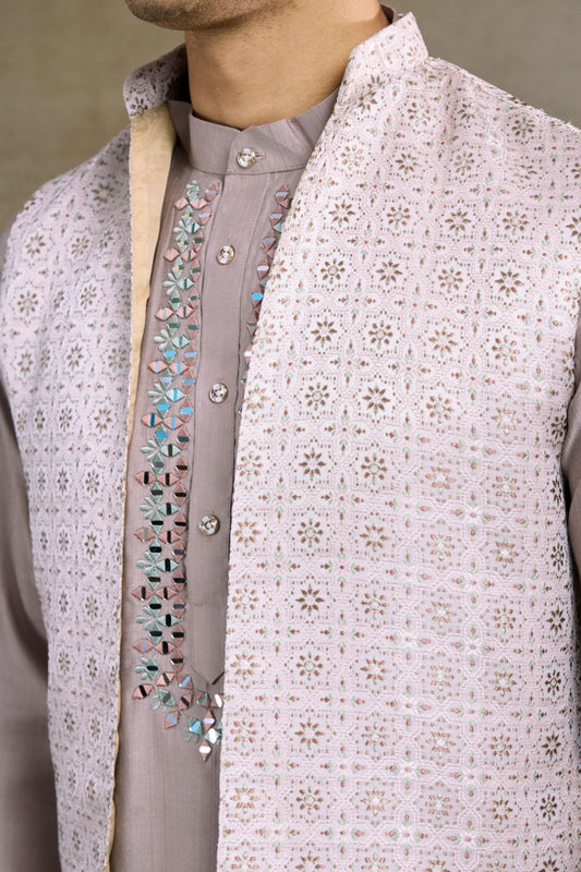Awesome Lavender Kurta & Koti for Men - Mangaldeep NX