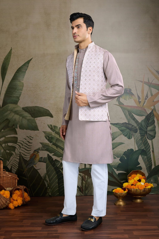 Awesome Lavender Kurta & Koti for Men - Mangaldeep NX