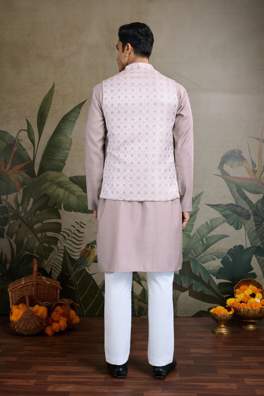 Awesome Lavender Kurta & Koti for Men - Mangaldeep NX
