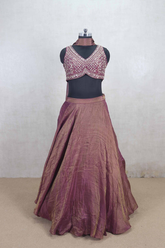 Awesome Maroon Silk Lehenga Choli with Intricate Embroidery - Mangaldeep NX