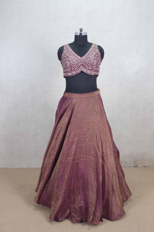 Awesome Maroon Silk Lehenga Choli with Intricate Embroidery - Mangaldeep NX