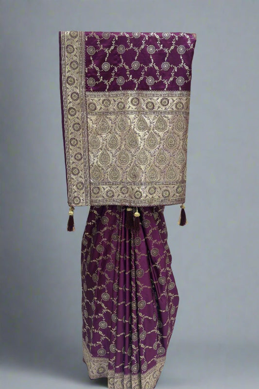 Awesome Purple Crepe Silk Saree For Festive - Mangaldeep NX