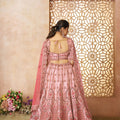 Baby Pink Embroidered Bridal Lehenga Choli Set with Net Dupatta - Mangaldeep NX
