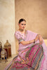 Beautiful Light Pink Crepe Silk Saree with Intricate Printed Border and Paisley Motifs - Mangaldeep NX