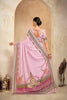 Beautiful Light Pink Crepe Silk Saree with Intricate Printed Border and Paisley Motifs - Mangaldeep NX