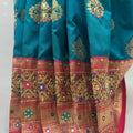 Beautiful Peacock Blue Banarasi Silk Saree - Mangaldeep NX