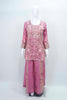 Beautiful Pink Floral Embroidered Silk Kurta Sharara Set with Ruffled Dupatta - Mangaldeep NX