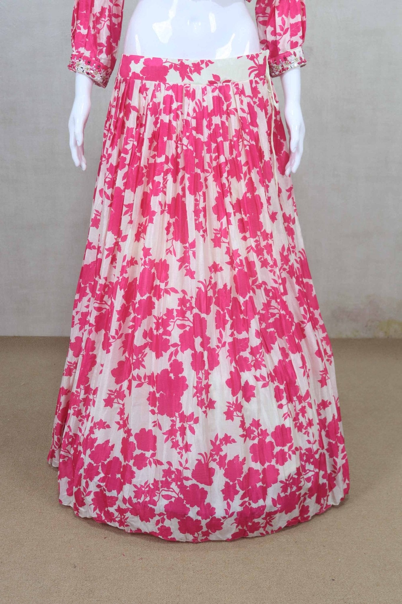 Beautiful Pink Floral Lehenga Choli with Dupatta - Mangaldeep NX