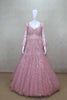 Beautiful Pink Full Sleeve Party Gown with Sequin Embroidery - Mangaldeep NX