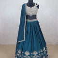 Beautiful Teal Blue Embroidered Lehenga Choli - Mangaldeep NX