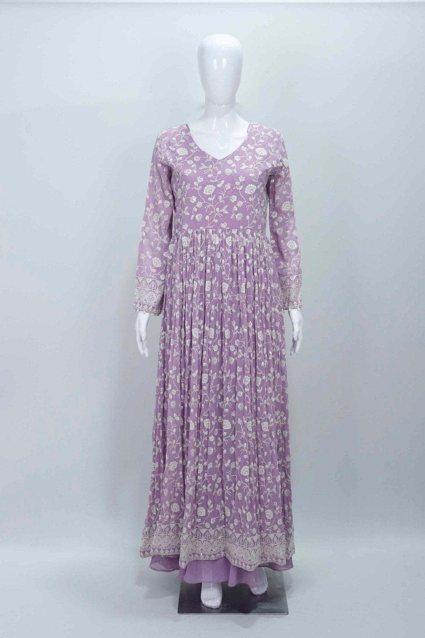Beautifull Lavender Color Floral Embroidered Anarkali Suit With Dupatta - Mangaldeep NX