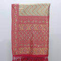 Beige and Pink Bandhani Saree with Mirror Work for Wedding - Mangaldeep NX