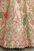 Beige and Pink Bridal Lehenga Choli with Heavy Embroidery and Zari Work - Mangaldeep NX