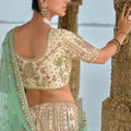 Beige and Pink Bridal Lehenga Choli with Heavy Embroidery and Zari Work - Mangaldeep NX