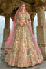 Beige and Pink Bridal Lehenga Choli with Heavy Embroidery and Zari Work - Mangaldeep NX