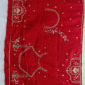 Beige Banarasi Silk Saree with Green Circular Motifs and Red Elephant Border Detailing - Mangaldeep NX