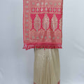 Beige Banarasi Silk Saree with Pink Zari Pallu - Mangaldeep NX
