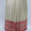 Beige Banarasi Silk Saree with Pink Zari Pallu - Mangaldeep NX