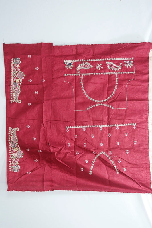 Beige Silk Saree with Multicolor Floral Embroidery and Paisley Border Detailing - Mangaldeep NX
