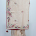 Beige Silk Saree with Multicolor Floral Embroidery and Paisley Border Detailing - Mangaldeep NX