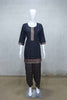 Black and Maroon Patiala Kurta Set with Embroidered Neckline and Printed Salwar Dupatta - Mangaldeep NX