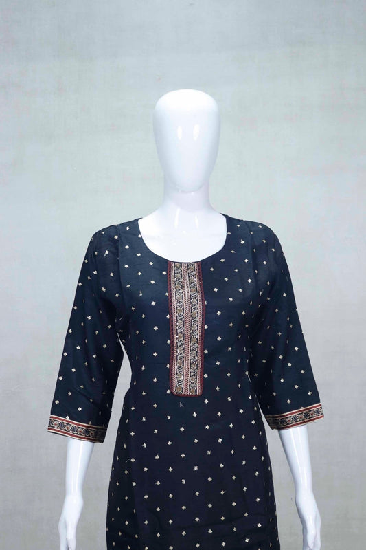 Black and Maroon Patiala Kurta Set with Embroidered Neckline and Printed Salwar Dupatta - Mangaldeep NX