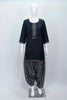 Black and Red Cotton Patiala Suit Set with Geometric Print and Embroidered Neckline - Mangaldeep NX
