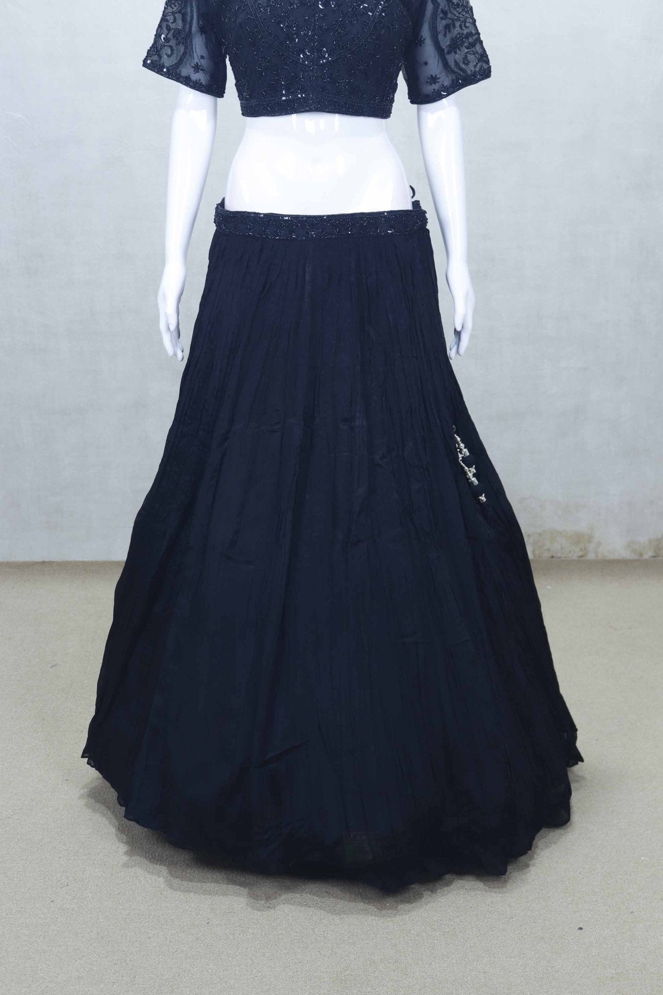 Black Georgette Embroidered Lehenga Choli with Sequins Work and Matching Dupatta - Mangaldeep NX