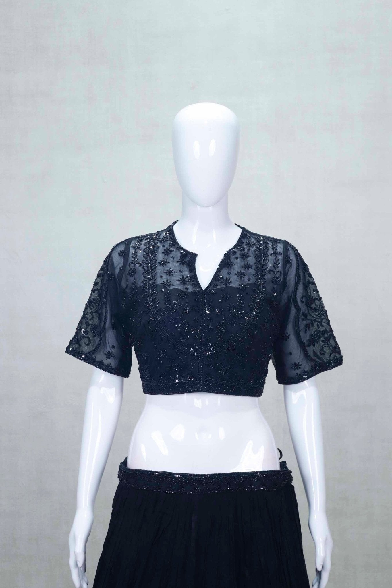 Black Georgette Embroidered Lehenga Choli with Sequins Work and Matching Dupatta - Mangaldeep NX